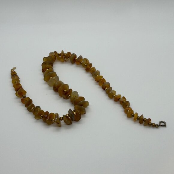 Vintage Amber Nugget Necklace Graduated Butterscotch Honey Chips With Gold-Tone - Picture 14 of 16